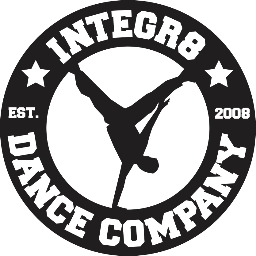Integr8 Dance company round logo in black